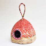 Bird House - Handwoven Seagrass + Sari (in Garden)