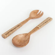 Hand-Carved Braided Mango Wood Salad Servers