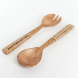 Hand-Carved Braided Mango Wood Salad Servers