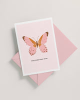 'Welcome Baby Girl' Butterfly Card