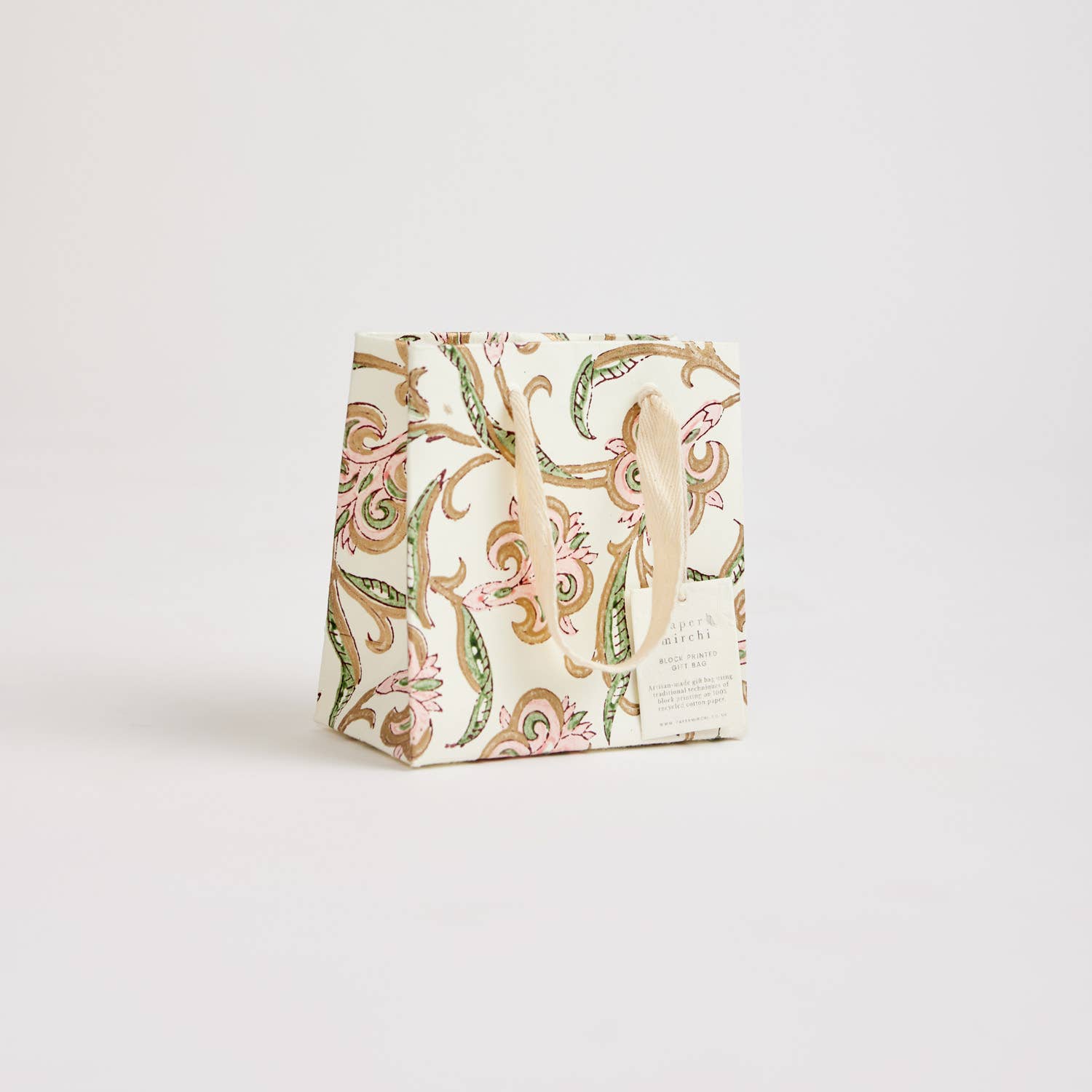Hand Block Printed Gift Bag - Blush Collection - Variety of Styles (Small)