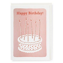 'Happy Birthday' Pink Cake and Candles Card