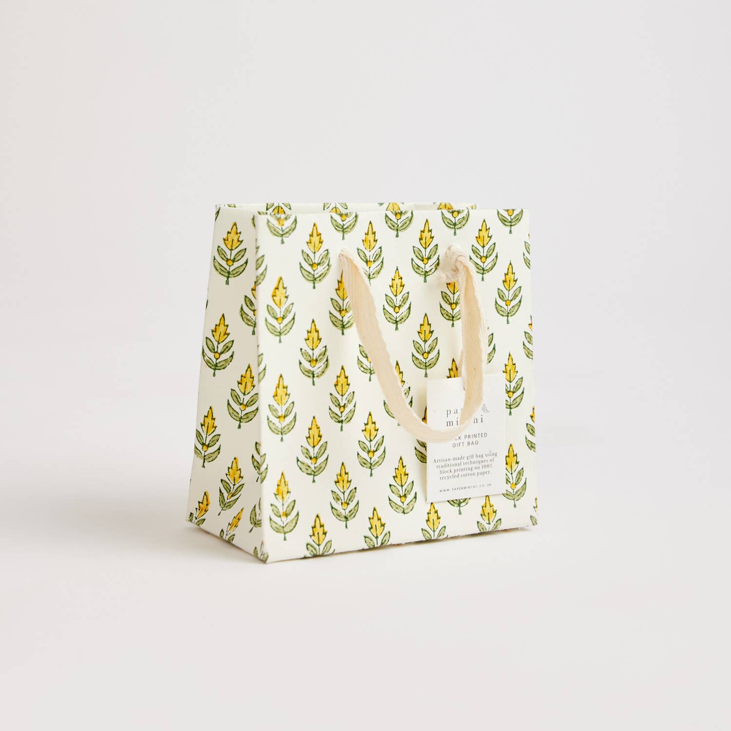 Hand Block Printed Gift Bag - Sunshine Collection - Variety of Styles (Small)