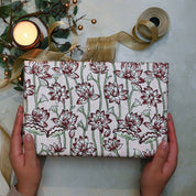 Block-Printed Gift Wrapping Paper Sheet (in Lotus Cherry)
