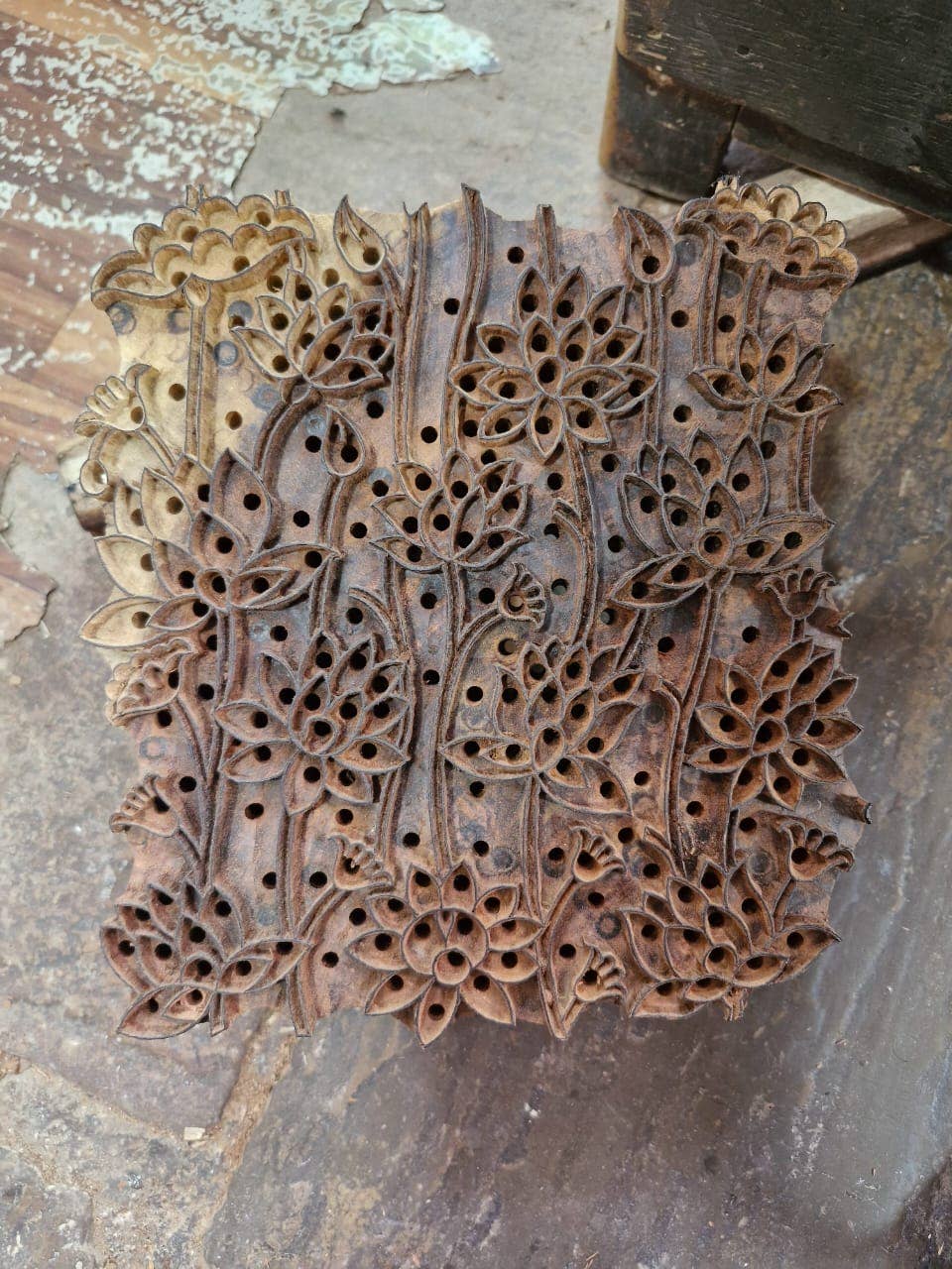 Block-Printed Gift Wrapping Paper Sheet (in Lotus Pink Earth)