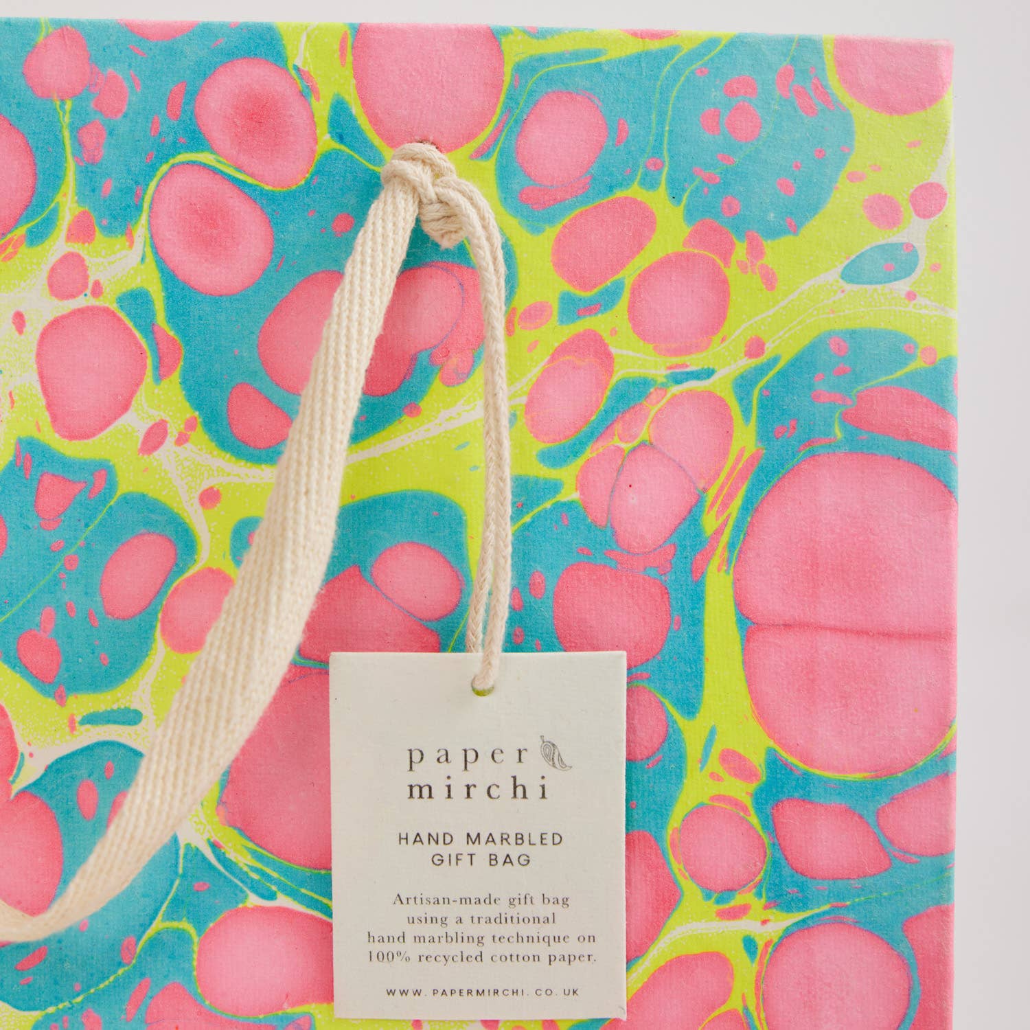 Hand Block Printed Gift Bag - Neon Collection - Variety of Styles (Medium)