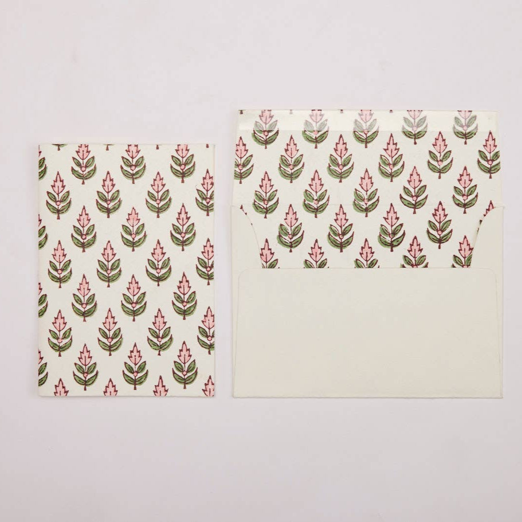 Hand-Block Printed Greeting Card (in Buti Blush)