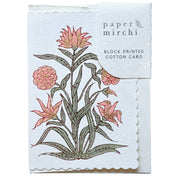 Hand Block Printed Greeting Card (in Kamal Coral)