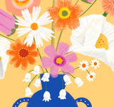 'Happy Mother's Day' Yellow Flowers & Vase Card