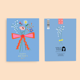 'Happy Mother's Day' Mini Bouquet Blue & Pink Bow Card