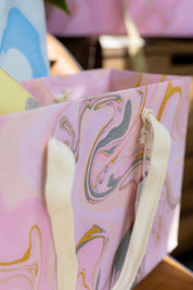Hand Block Printed Gift Bag - Pastel Collection - Variety of Styles (Medium)