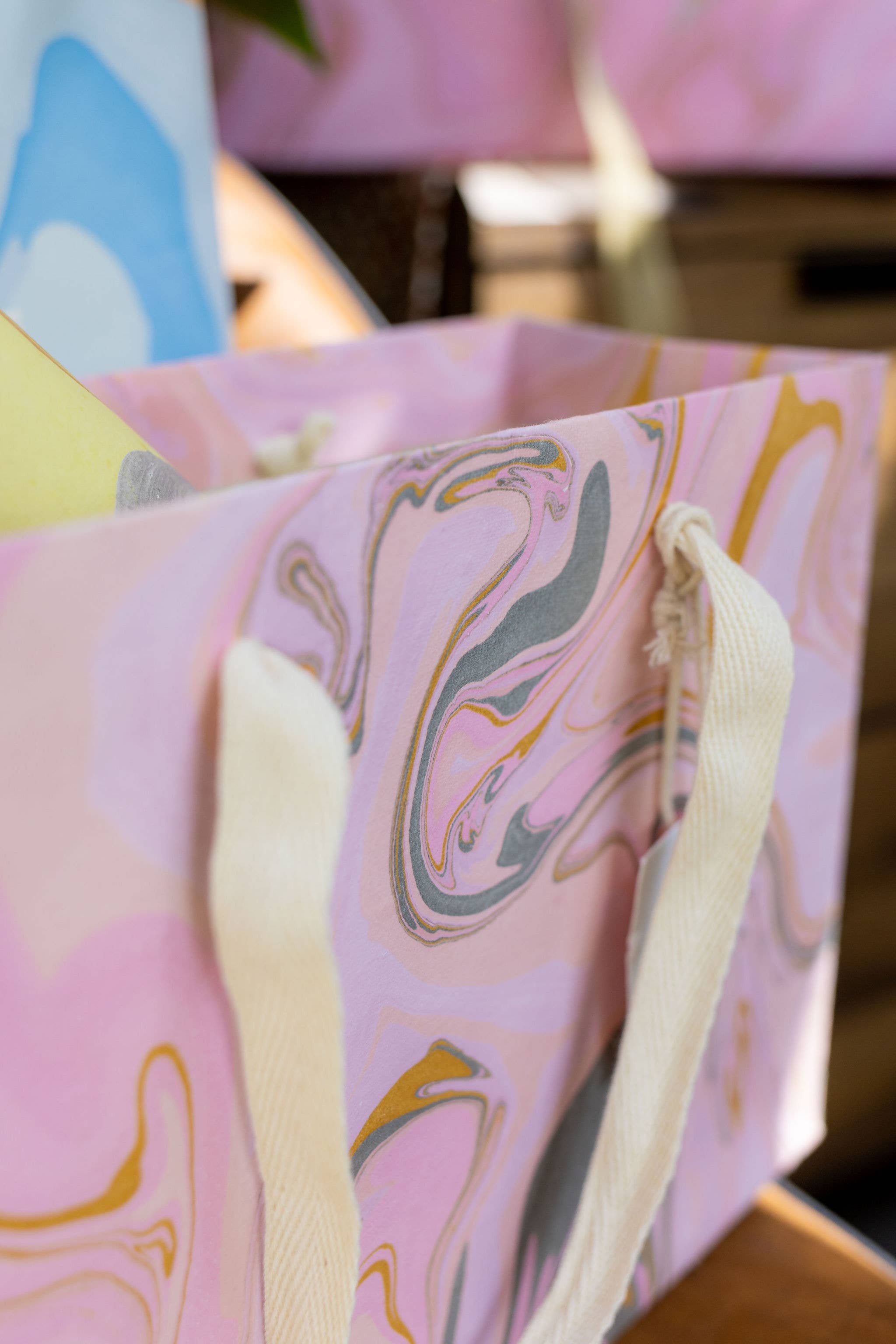 Hand Block Printed Gift Bag - Pastel Collection - Variety of Styles (Medium)