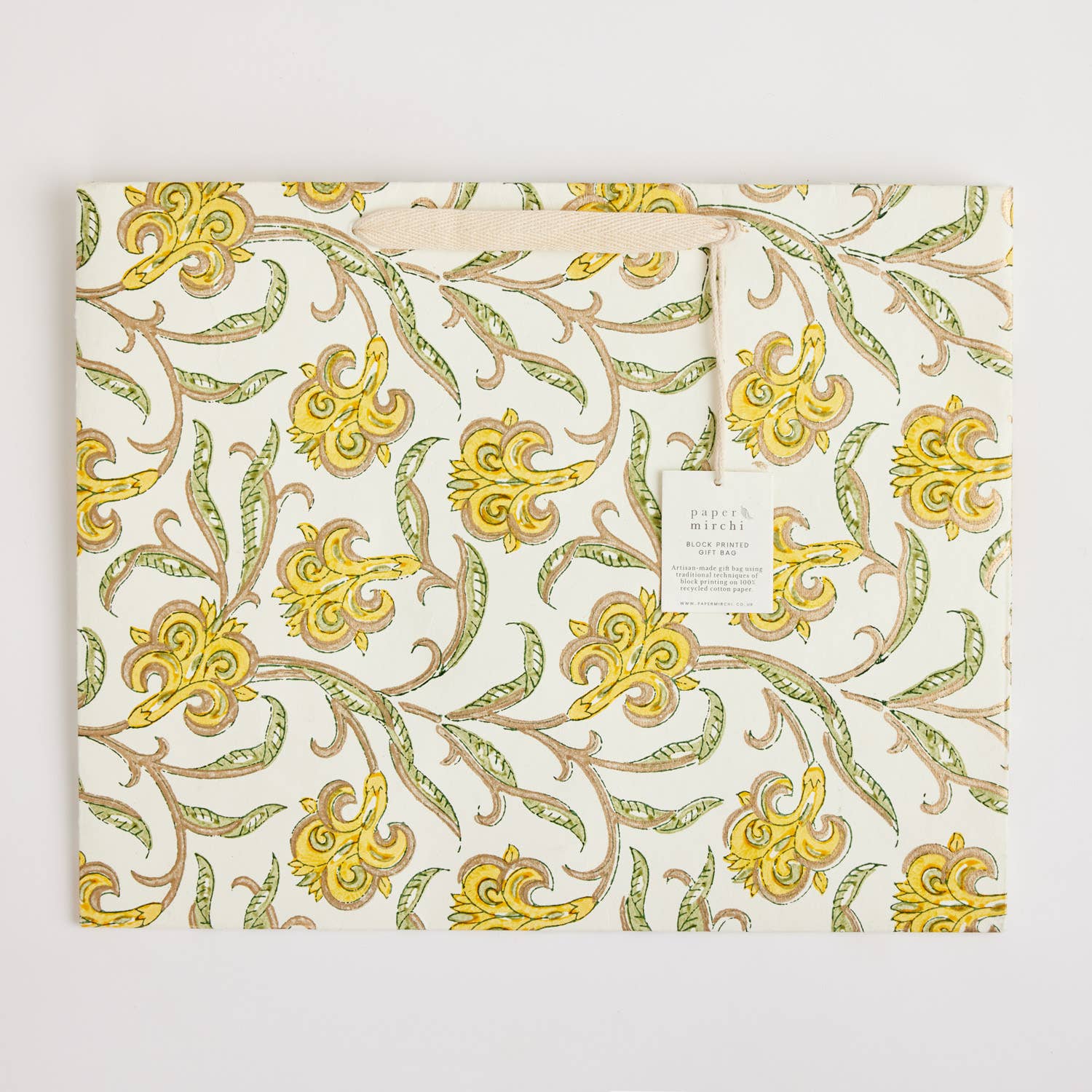Hand Block Printed Gift Bag - Sunshine Collection - Variety of Styles (Large)