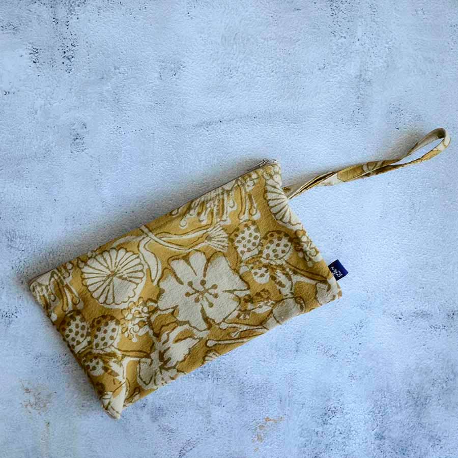 Clutch - Handmade Cotton Floral Zip Pouch in Hope Pattern