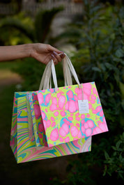 Hand Block Printed Gift Bag - Neon Collection - Variety of Styles (Large)