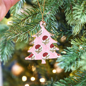 Keepsake Block Print Ornament Greeting Card - Tree Daisy Pink