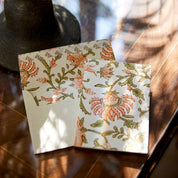 Hand Block Printed Greeting Card (in Flora Coral)