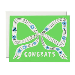'Congrats' Green & Blue Bow Card