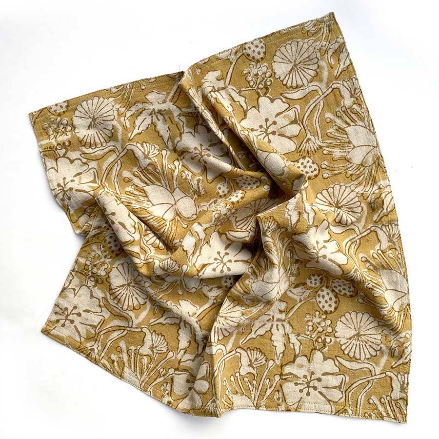Hand-Block Mustard Napkins (Set of 4)