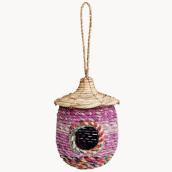 Bird House - Handwoven Seagrass + Sari (in Acorn)