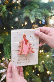 Keepsake Marble Ornament Greeting Card - Tree Joyful Red