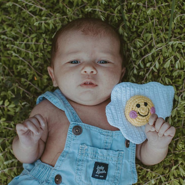Hand-stitched breakfast Egg Rattle