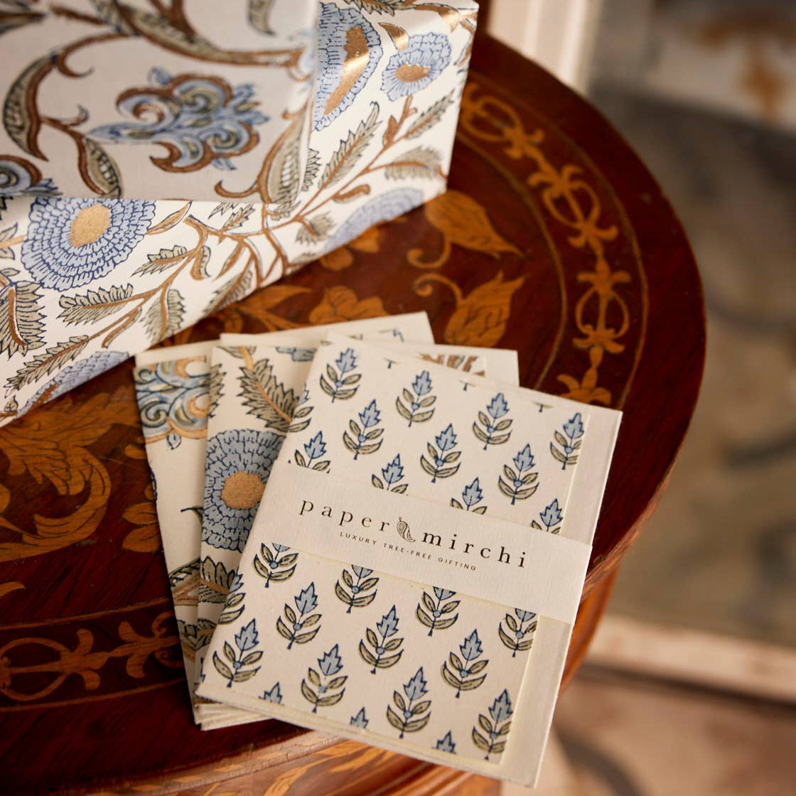 Hand Block Printed Greeting Card (in Buti Blue Stone)