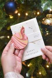 Keepsake Marble Ornament Greeting Card - Bauble Joyful Red