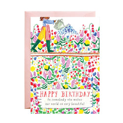 'Happy Birthday to Somebody Who Makes Our World So Very Beautiful' Garden Flowers Card