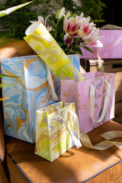Hand Block Printed Gift Bag - Pastel Collection - Variety of Styles (Large)
