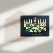 'Happy Hanukkah' Floral Menorah (Greeting Card - Set of 8)