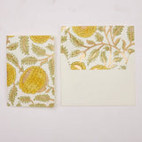Hand Block Printed Greeting Card (in Marigold Glitz Sunshine)
