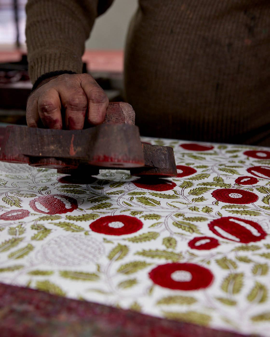 Hand Block Printed Gift Bags - Scarlet (Variety of Patterns) - Large