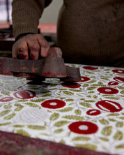 Hand Block Printed Gift Bags - Scarlet (Variety of Patterns) - Large