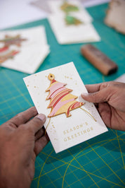 Keepsake Marble Ornament Greeting Card - Tree Joyful Red