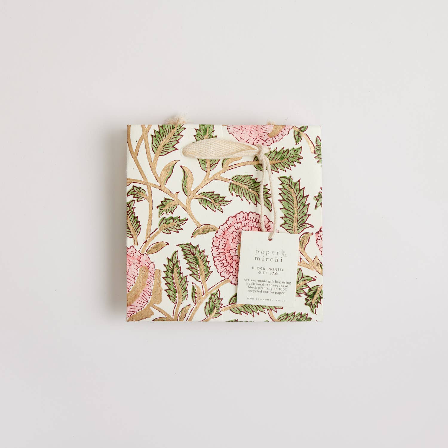 Hand Block Printed Gift Bag - Blush Collection - Variety of Styles (Small)