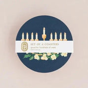 Hanukkah Floral Menorah Coasters (Set of 4)