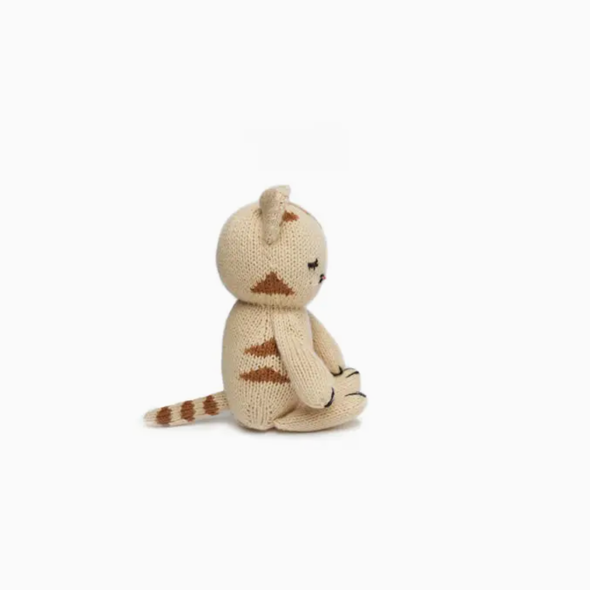 Knitted cat toy with a white background