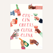 'Cin Cin Cheers Clink Clink' - Congratulations - Greeting Card