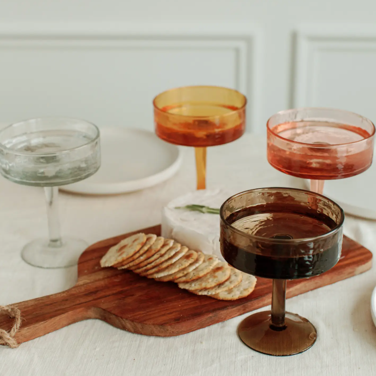 Handblown Hammered Coupe Cocktail Glass