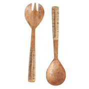 Hand-Carved Braided Mango Wood Salad Servers