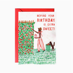 'Hoping Your Birthday is Extra Sweet!' - Strawberry Cake - Greeting Card