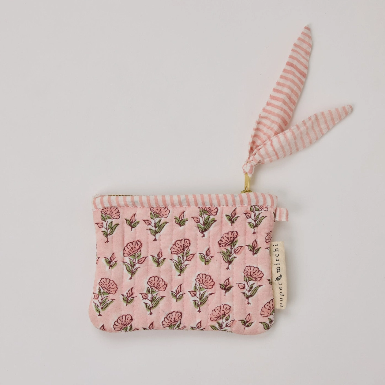Organic Cotton Zipped Pouch - Floral Blush
