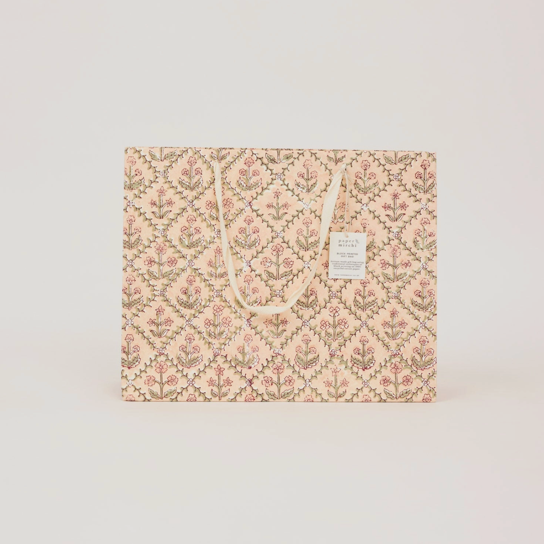 Hand Block Printed Gift Bag - Terracotta Collection - (Large)