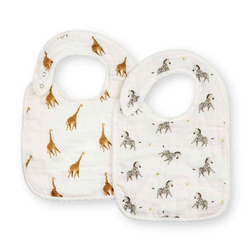 Baby Bib Set (2-pack) in Giraffe + Zebra