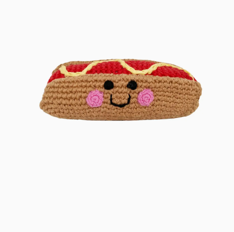 Hand-stitched Hot Dog Rattle