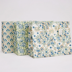 Hand Block Printed Gift Bag - Indigo Collection - Variety of Styles (Large)