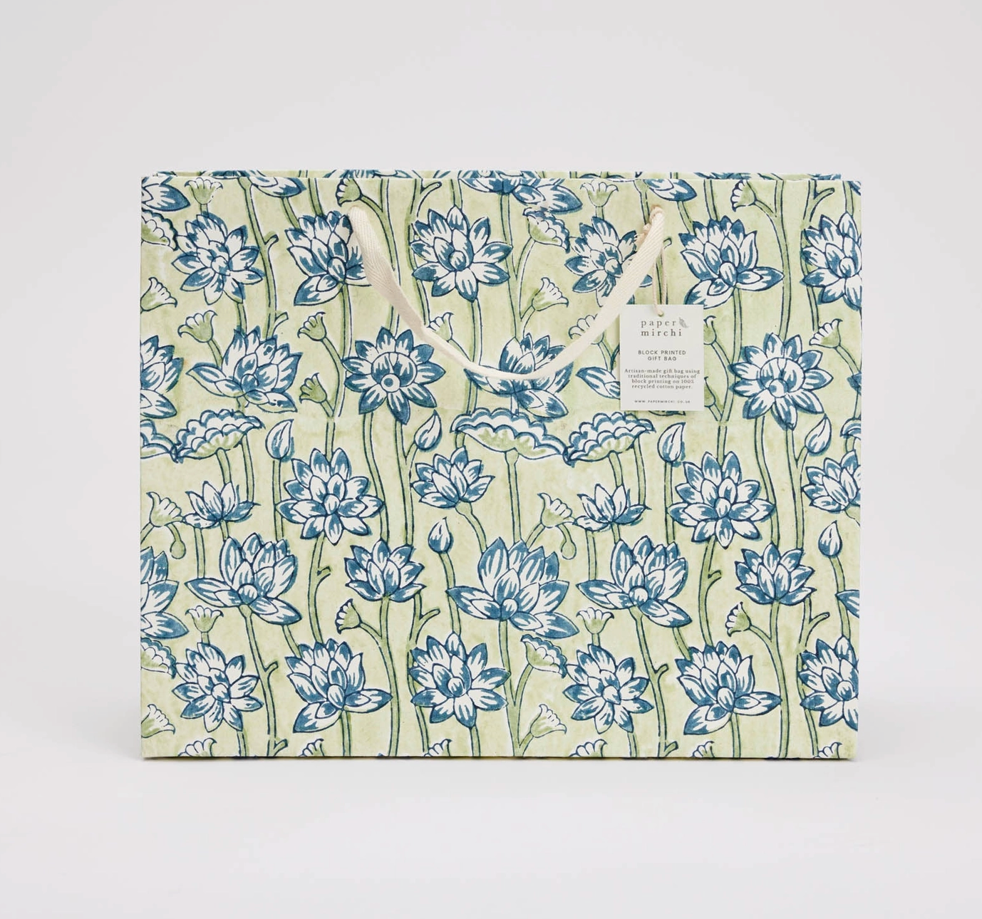 Hand Block Printed Gift Bag - Indigo Collection - Variety of Styles (Large)