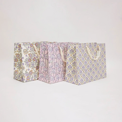 Hand Block Printed Gift Bag - Lavender Collection - Variety of Styles (Large)