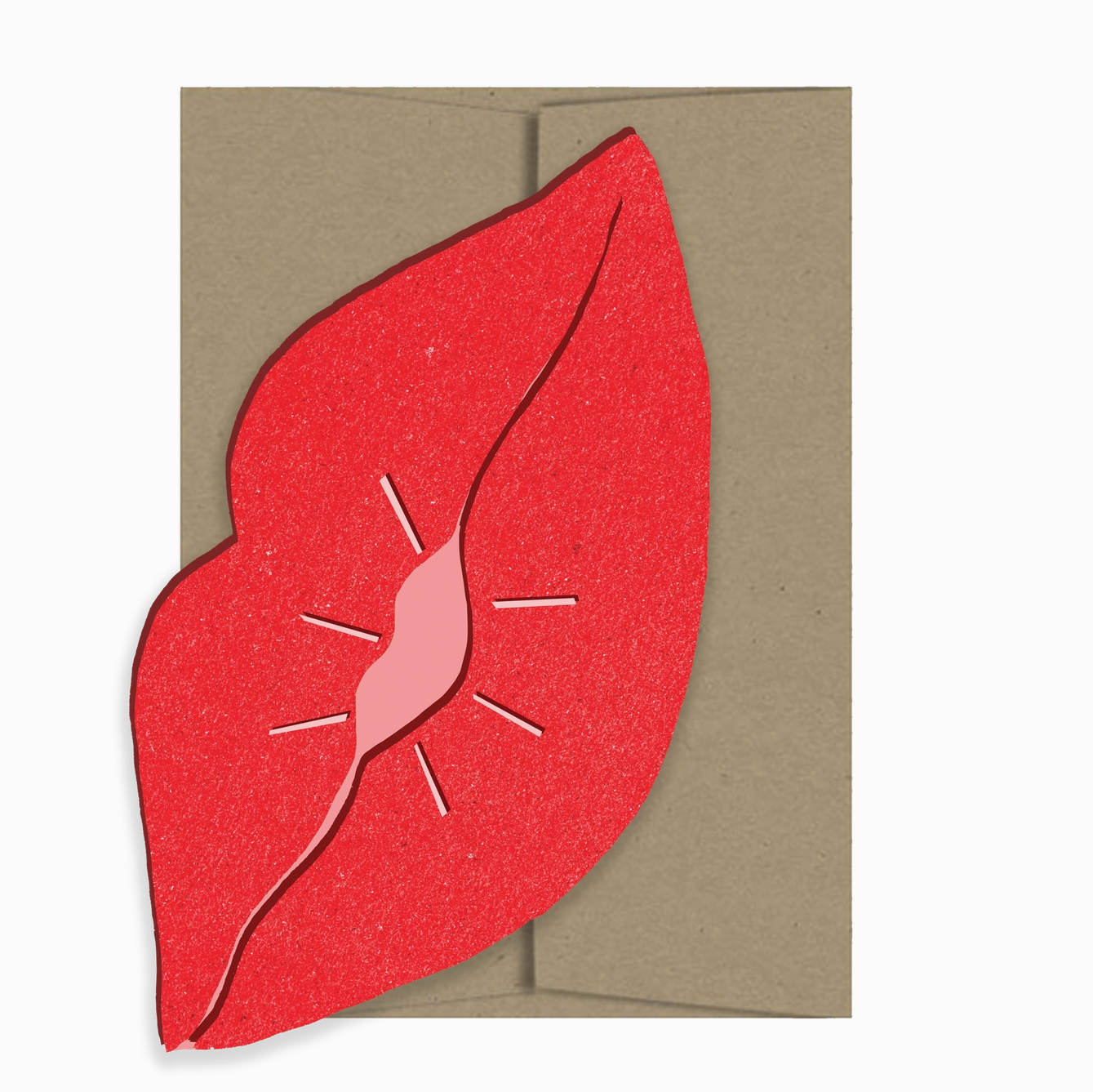 Bisous Lips Die Cut Card